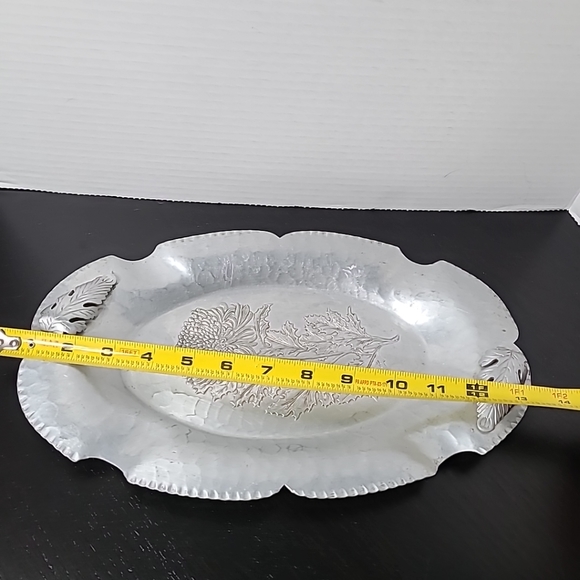 Vintage Trade Continental Mark Hand Wrought Silverlook Aluminum Tray Platter - Picture 9 of 10